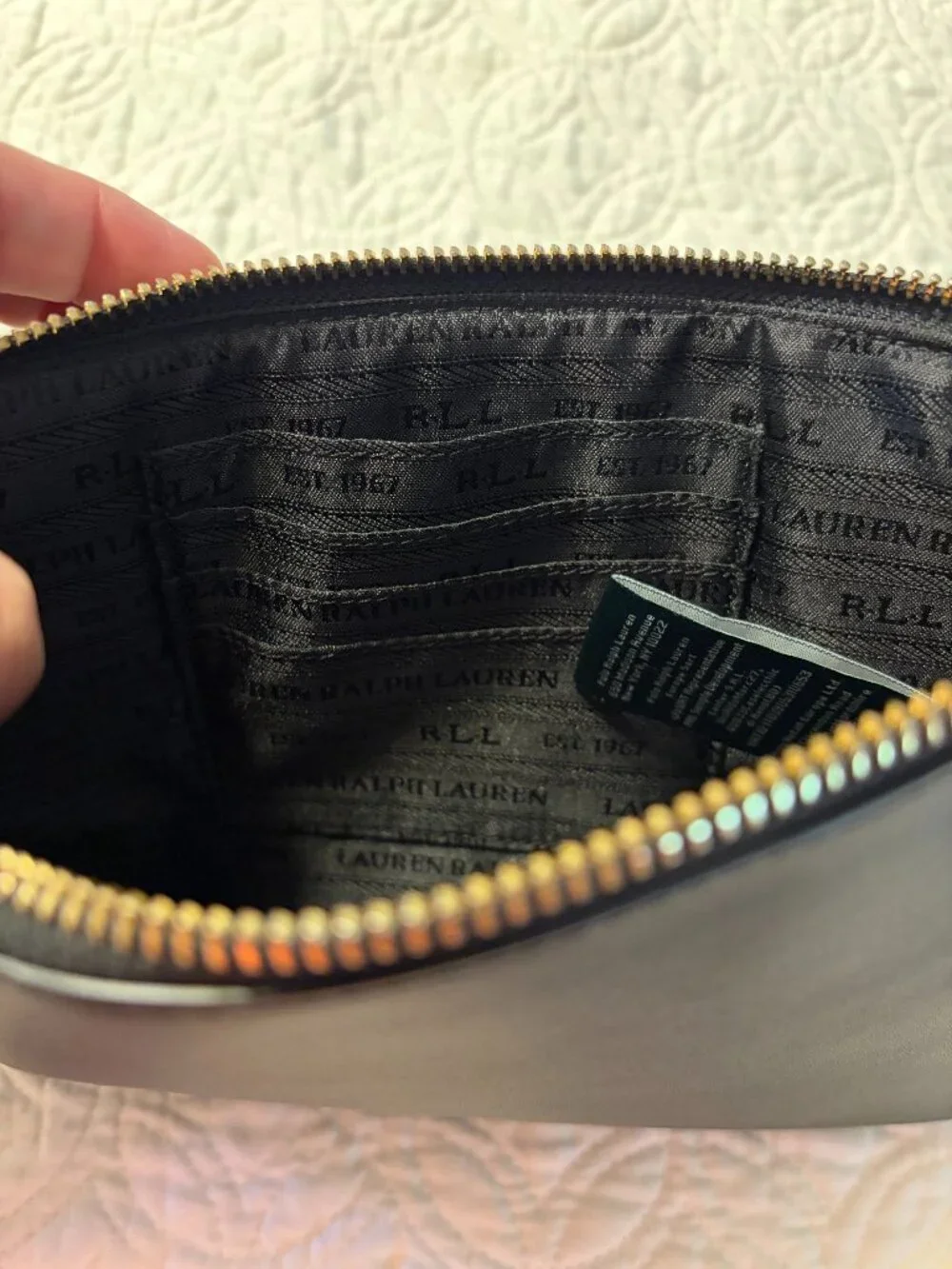 Ralph Lauren Leather and Faux Snake Skin Clutch with Floral Design